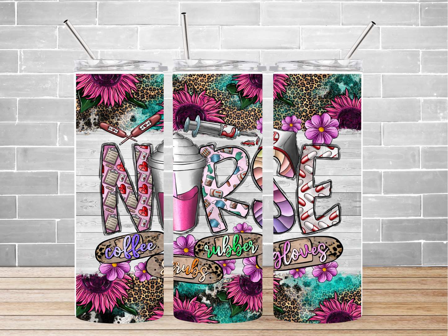 20 oz. Nurse Coffee, Scrubs, Rubber Gloves Tumbler