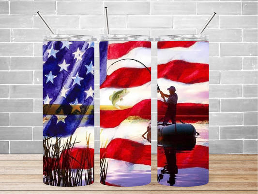 20 oz. Fisherman With The American Flag