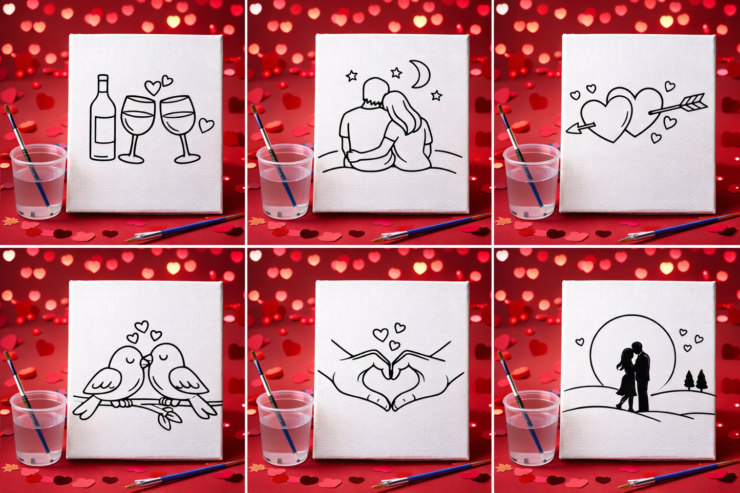 Valentine’s Paint and Sip Canvas Kits