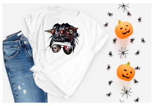 Horror Friends Skeleton Lady Halloween T- Shirt